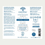 Druide Purity oily hair shampoo packaging label with product benefits, ingredients, certifications, and canadian origin.