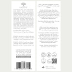 Druide Biolove Relaxing Foaming Baby Bubble Bath dispenser label displaying product benefits, ingredients, certifications such as Ecocert Organic and Canada origin.