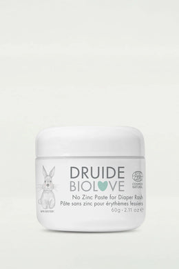 Druide Biolove Organic Baby Balm (60 g) white dispensing tub with Ecocert Cosmos Organic label against a clear background.