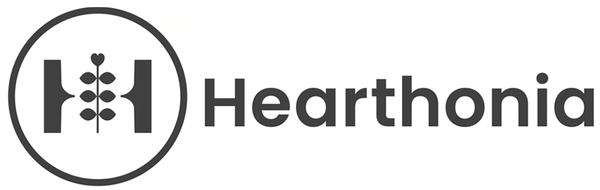 Logo of Hearthonia with a stylized 'H' and leaf design.
