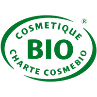 Product label indicating BIO Cosmetique Charte Csombebio certified.
